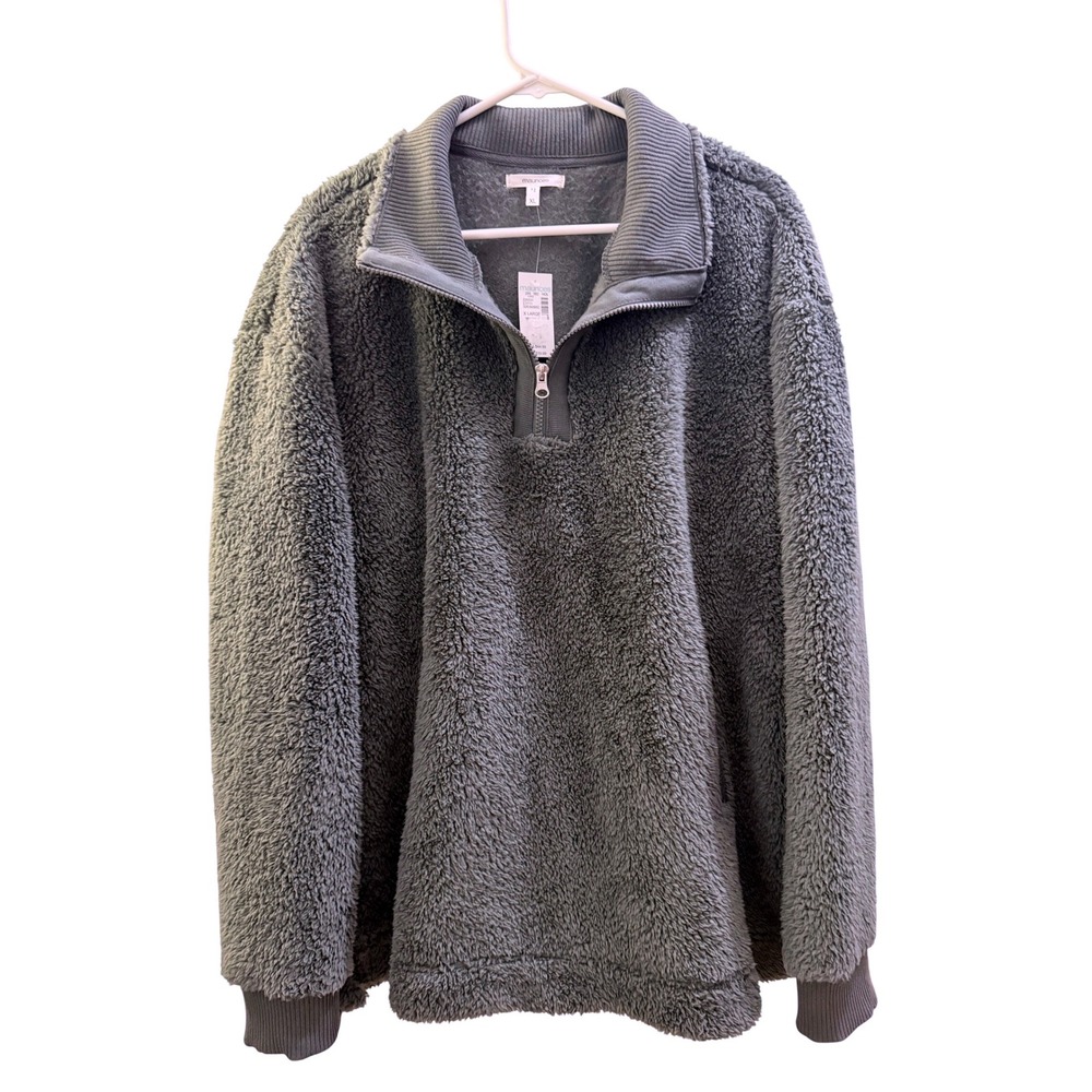 Maurices Womens XL Olive Green Sherpa Fleece Quarter Zip Pullover Sweater NWT